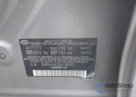 2013 Hyundai Elantra Limited из США, поврежденный, VIN 5NPDH4AE5DH199972